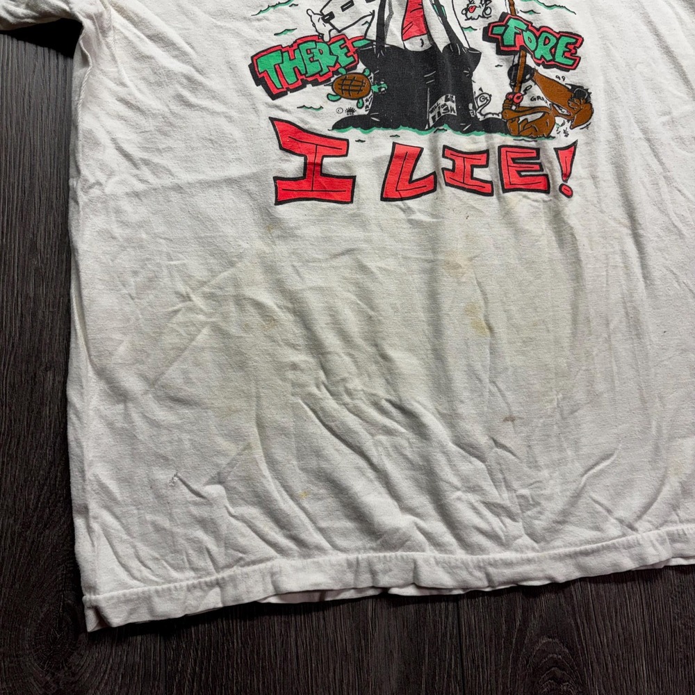 Vintage Fishing T Shirt Medium I Fish I Lie Funny White Cartoon Graphic - Picture 4 of 9